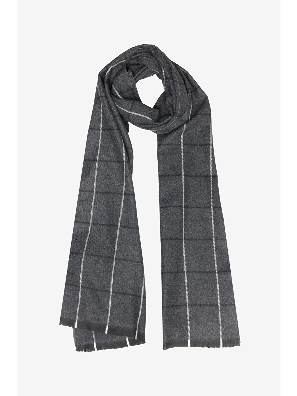 Erkek Antrasit-Gri Desenli Standart Fit Atkı