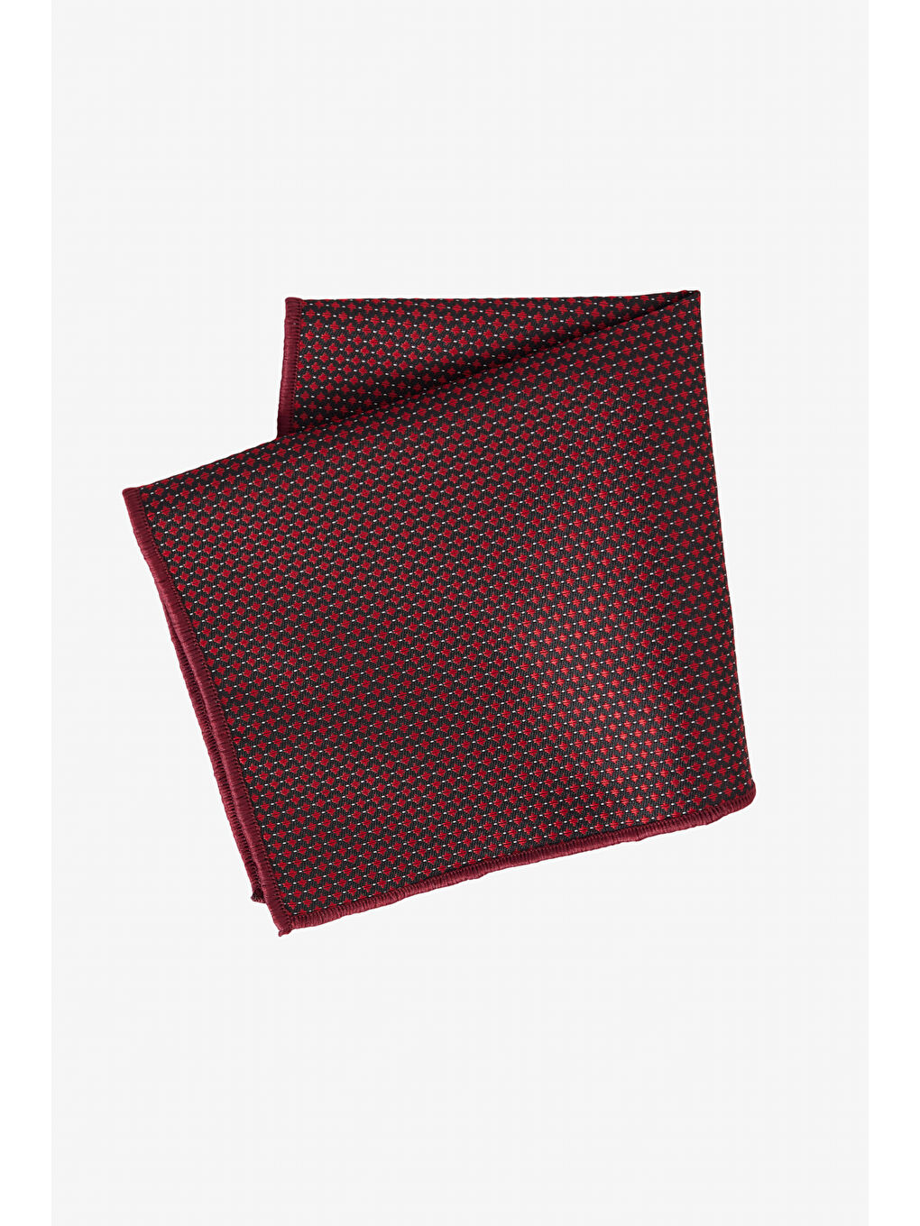 Erkek Bordo-Siyah Desenli Kravat-Mendil Set-1