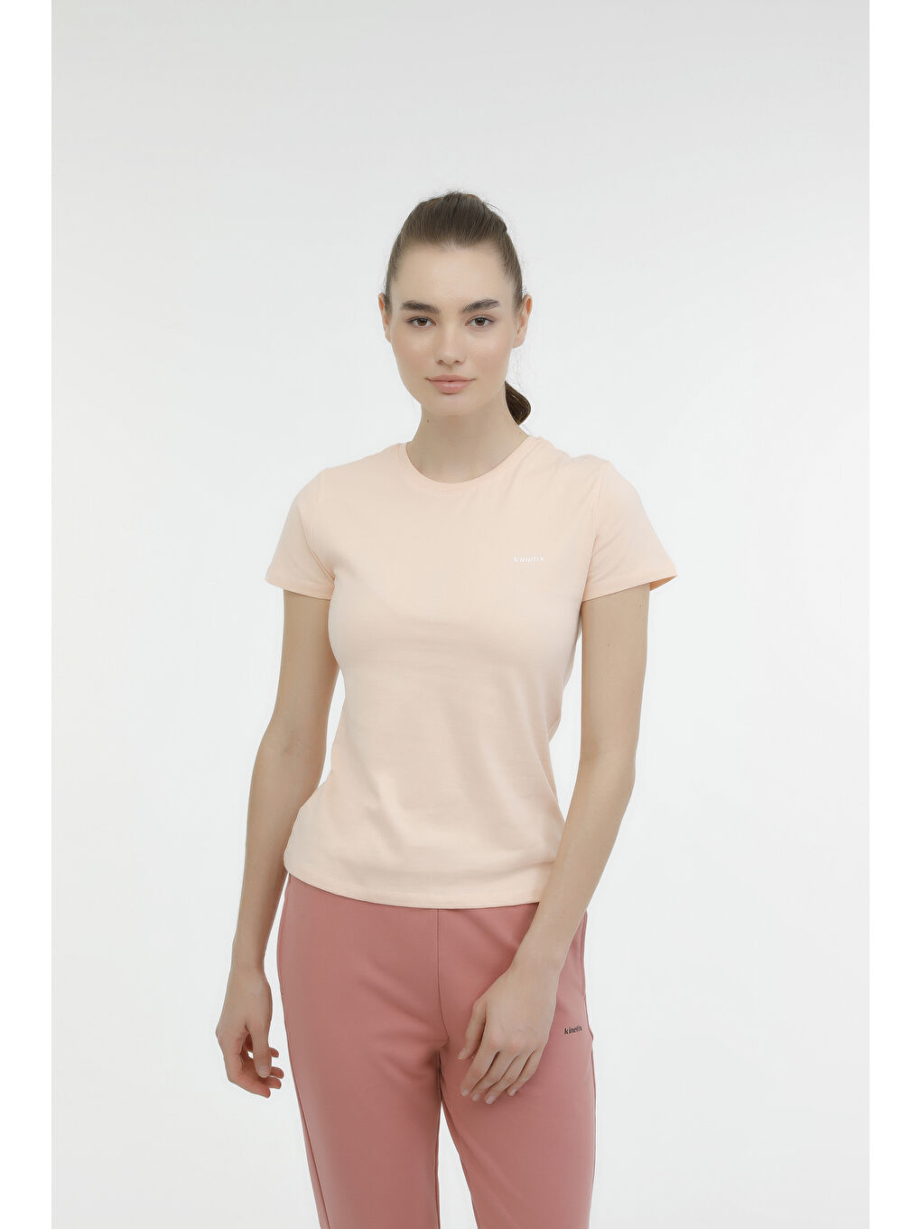 Pembe W-SN226 BASIC C NECK T-SH Yavruağzı Kadın Kısa Kol T-Shirt