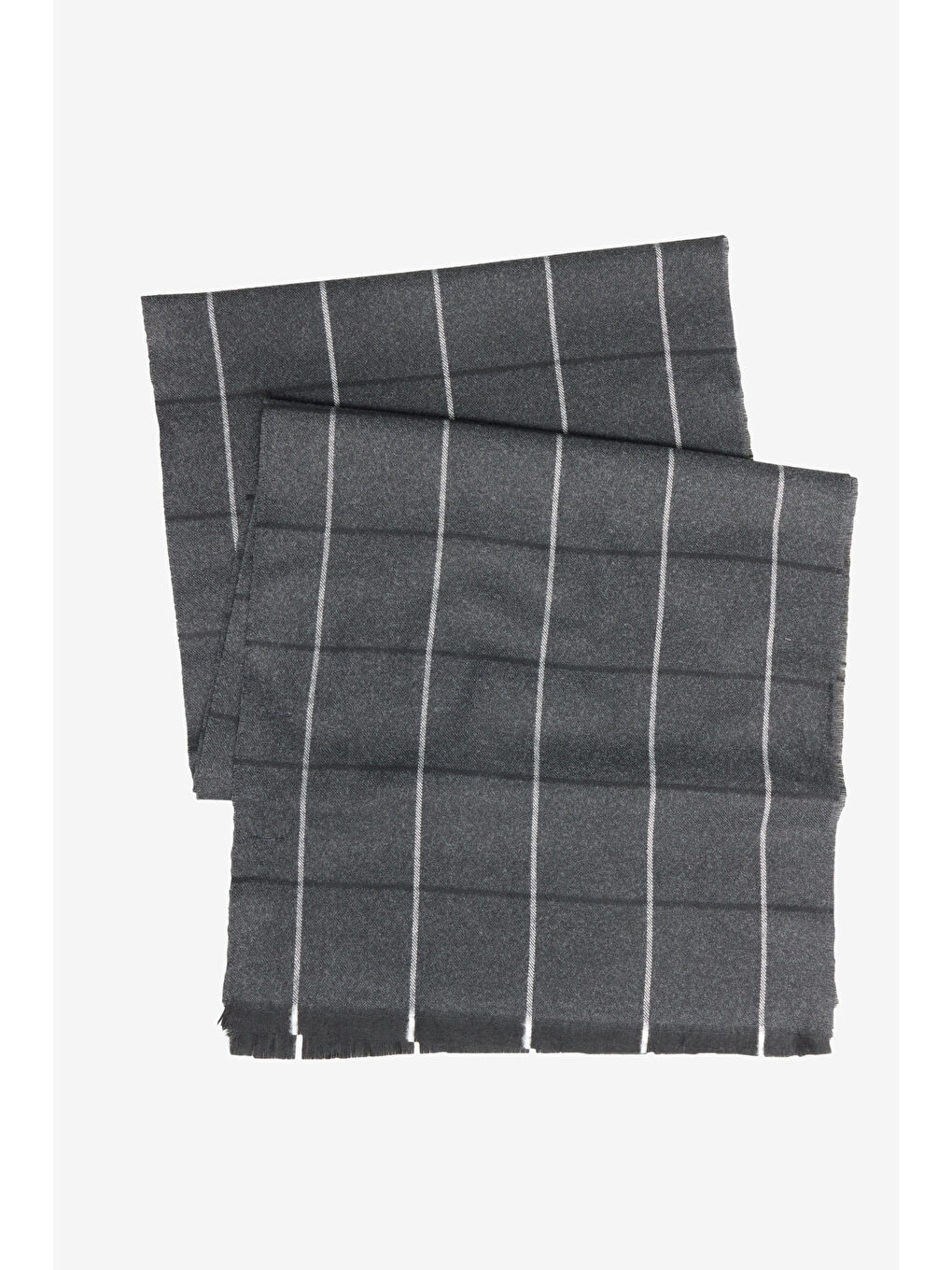 Erkek Antrasit-Gri Desenli Standart Fit Atkı-1