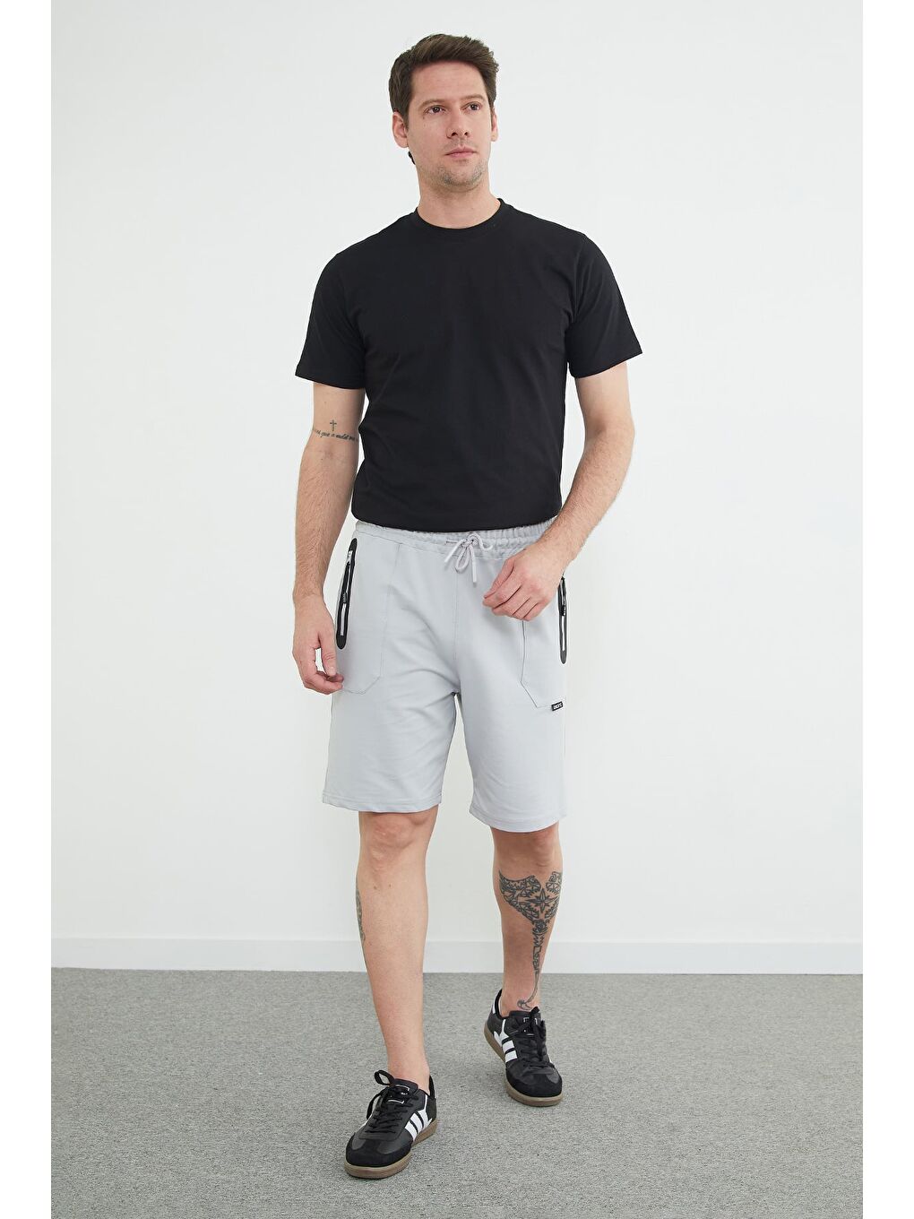 Gri Coolstyle Etiketli Beli Lastikli Şort-1