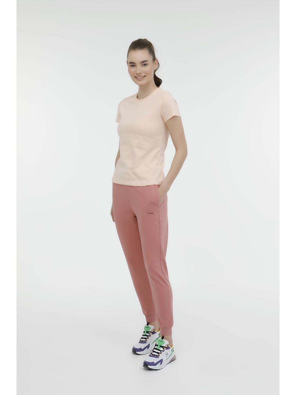 Pembe W-SN226 BASIC C NECK T-SH Yavruağzı Kadın Kısa Kol T-Shirt-2