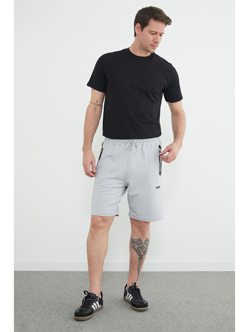 Gri Coolstyle Etiketli Beli Lastikli Şort-3
