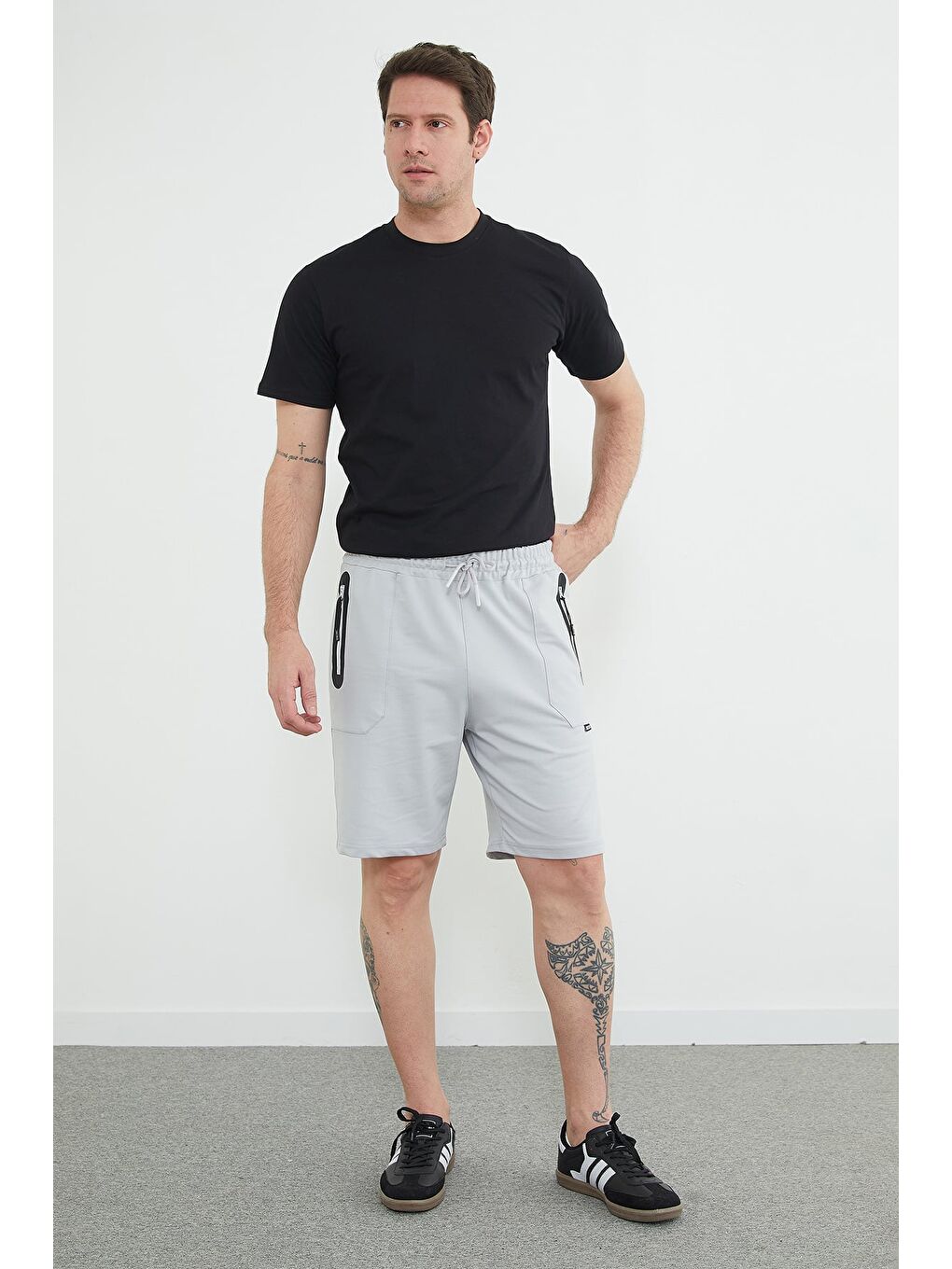 Gri Coolstyle Etiketli Beli Lastikli Şort-4