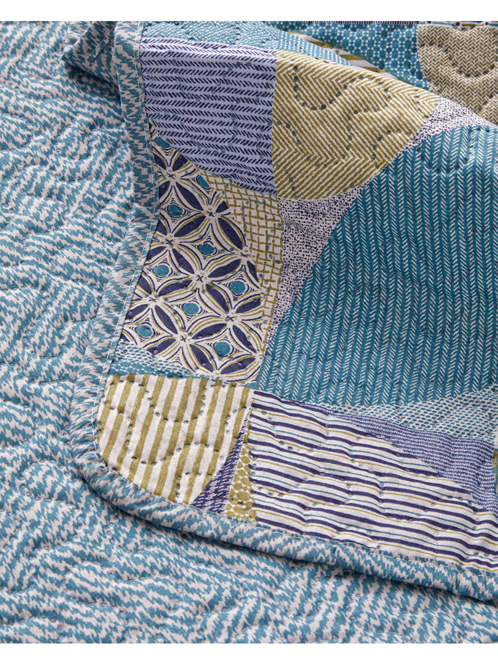 Patch Square Tek Kişilik Çok Amaçlı Örtü 160x220 cm Yeşil-4