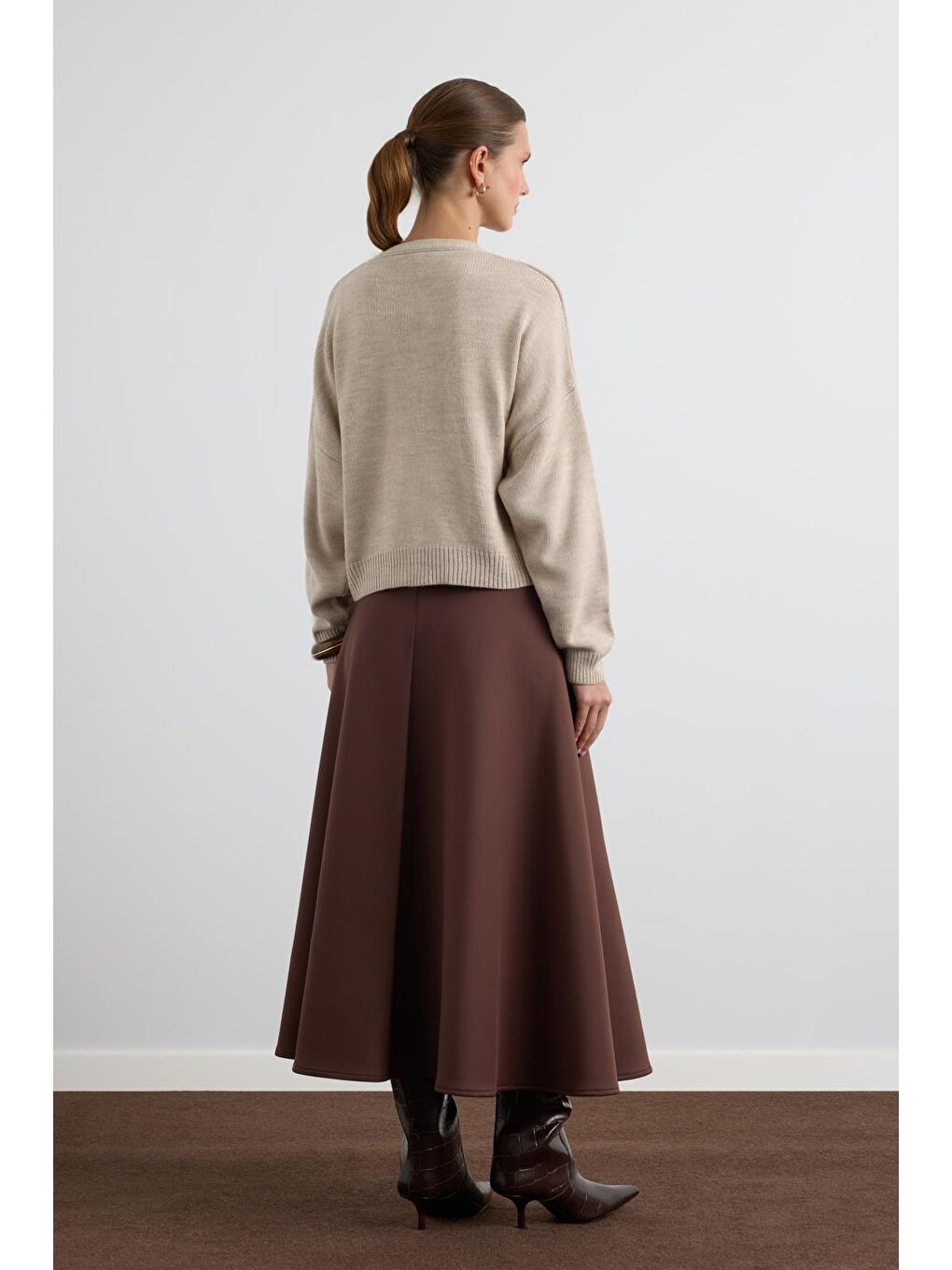 Bej Gold Düğmeli Triko Hırka Taş-8