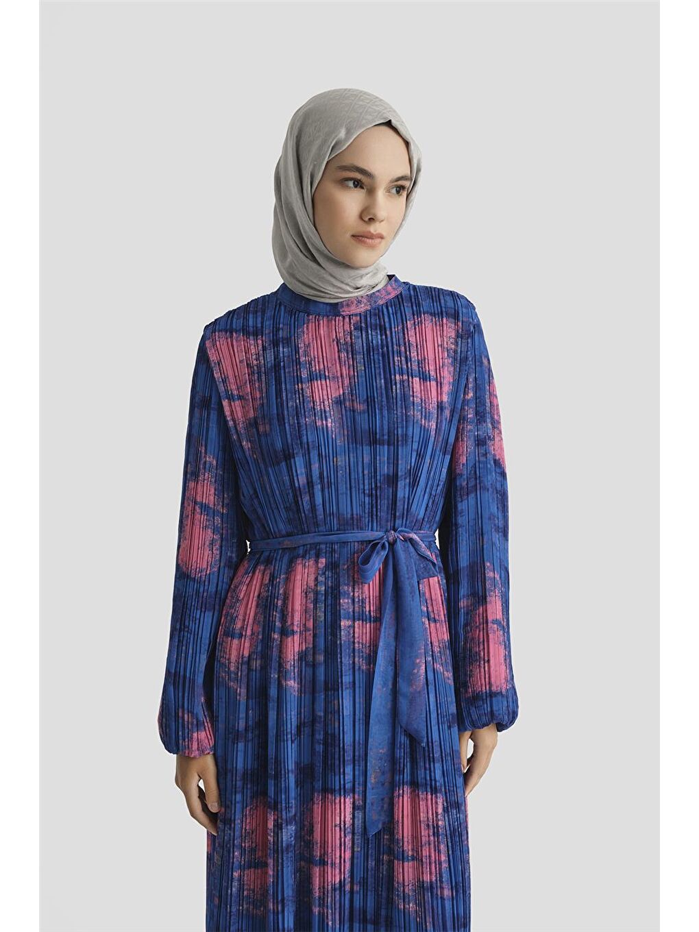 Mavi Desenli Elbise 25Yd4015 Saks-2