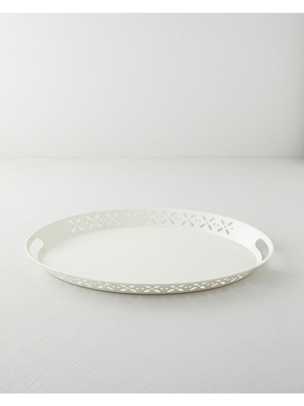 Ekru Core Metal Tepsi 52x39 cm Krem