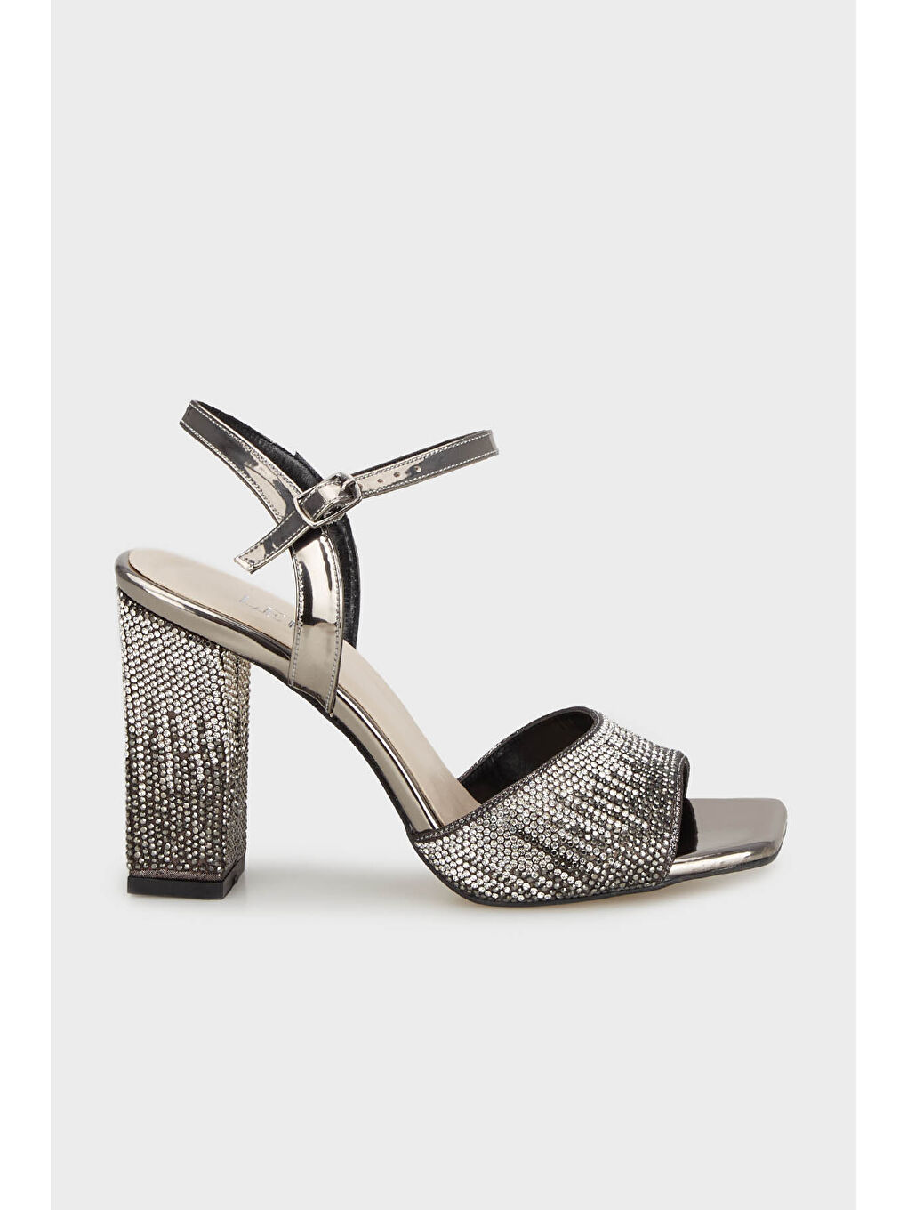 Gri Taşlı Kalın Topuklu Abiye Ayakkabı 3472503