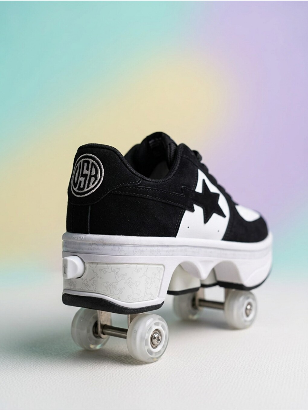 Mor Kadın Otomatik Patenli Sneaker – Düğmeyle Açılan Tekerlekli Spor Ayakkabı-1