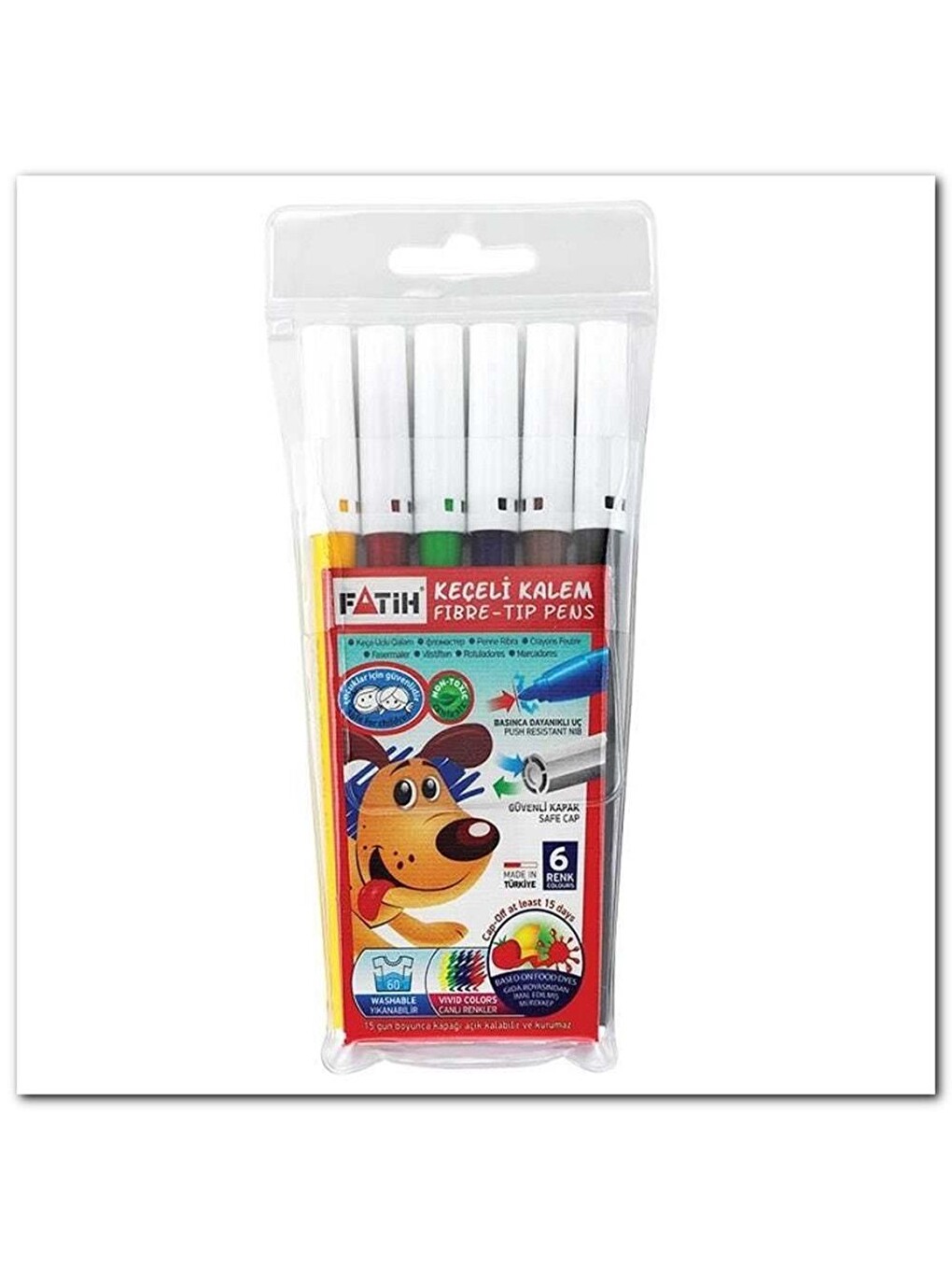 Keçeli Kalem 6 Renk Plastik Kutu 6 Renk Keçeli Kalem Tam Boy Plastik Kutu