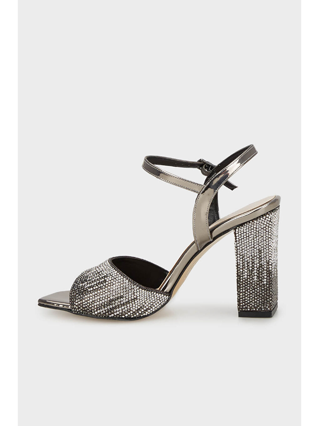 Gri Taşlı Kalın Topuklu Abiye Ayakkabı 3472503-2