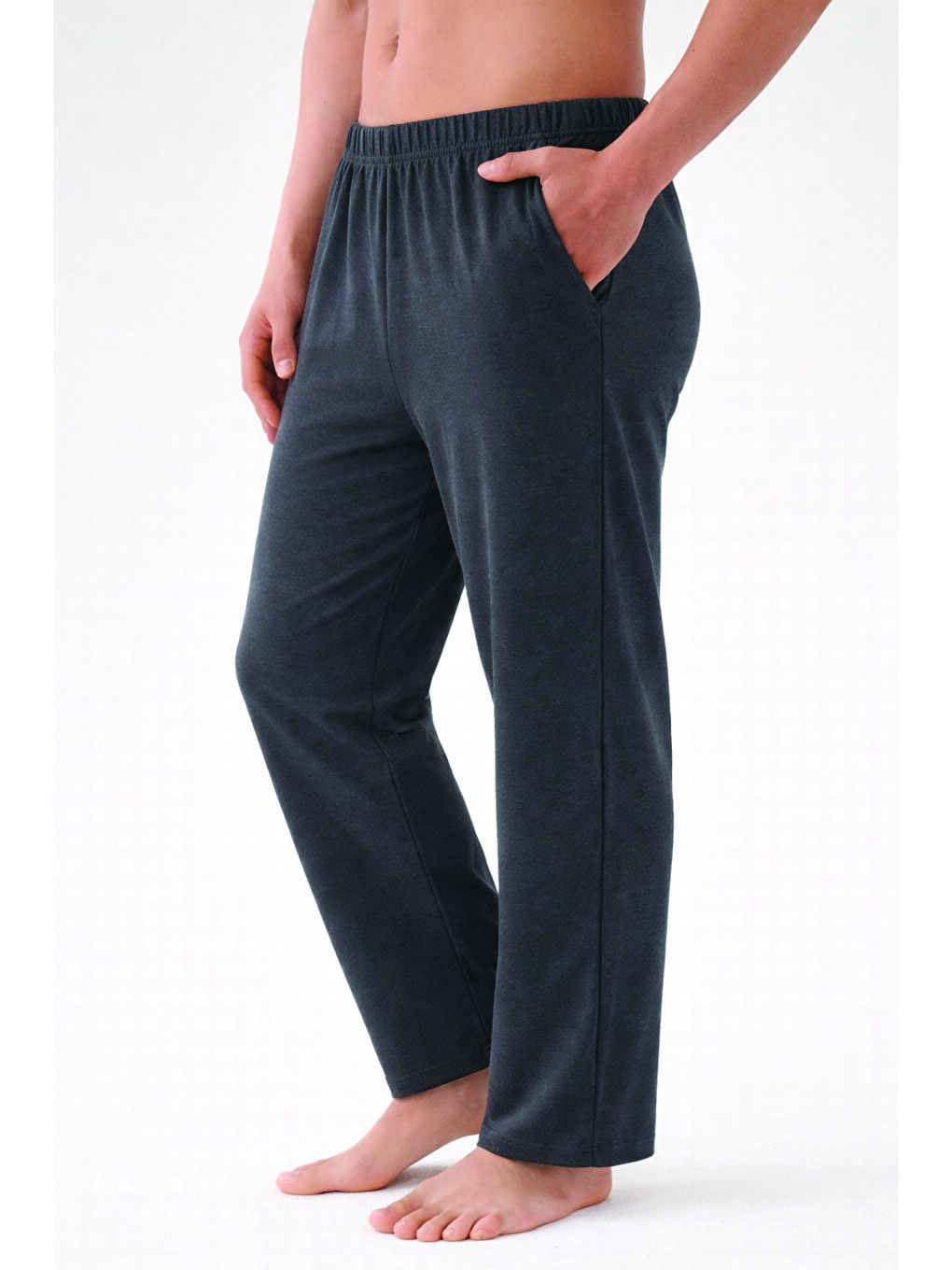 Gri Erkek Pamuklu 2'li Tek Alt Pijama-2