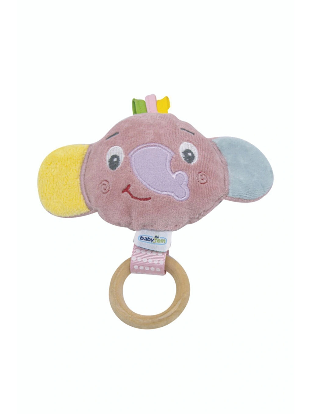 Ahşap Halkalı Sevimli Fil Dişlik Gül Kurusu