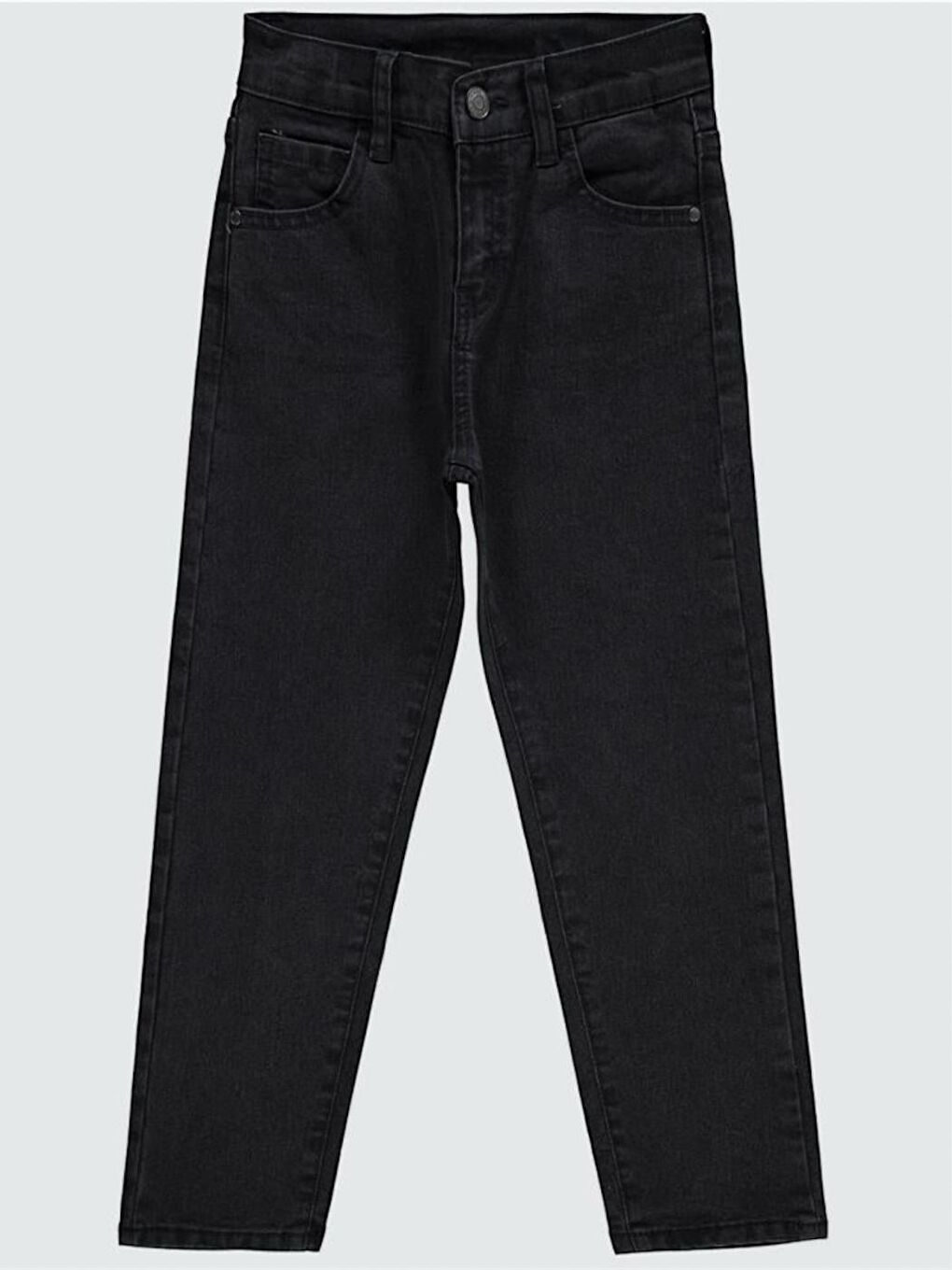 Siyah Erkek Çocuk 6–15 Yaş Rahat Kesim Jean Pantolon Düz Boru Paça Straight Fit