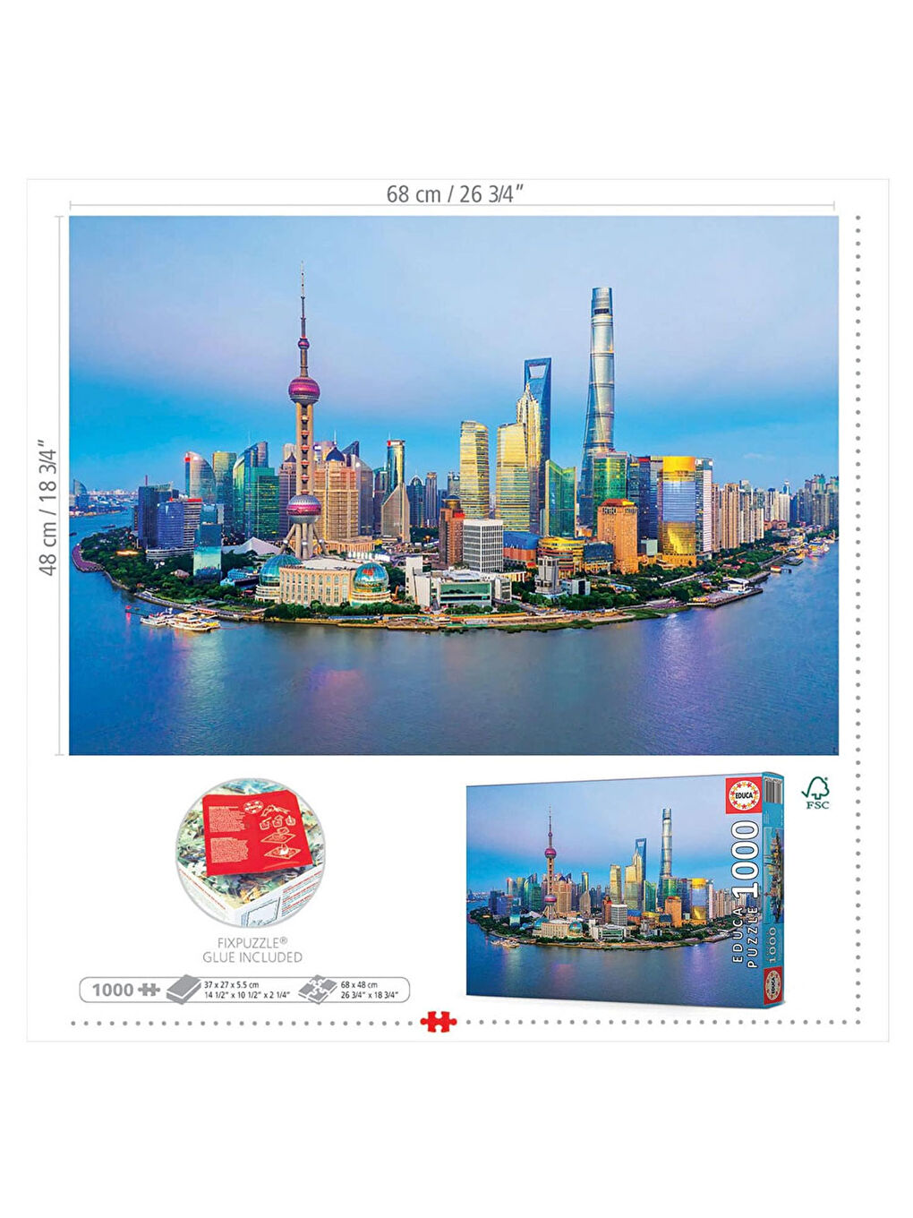 Puzzle 1000 Parça Batımında Şanghay 19254-1