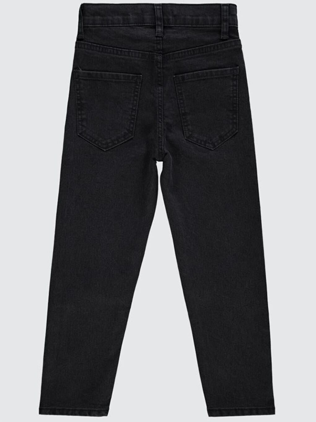Siyah Erkek Çocuk 6–15 Yaş Rahat Kesim Jean Pantolon Düz Boru Paça Straight Fit-1