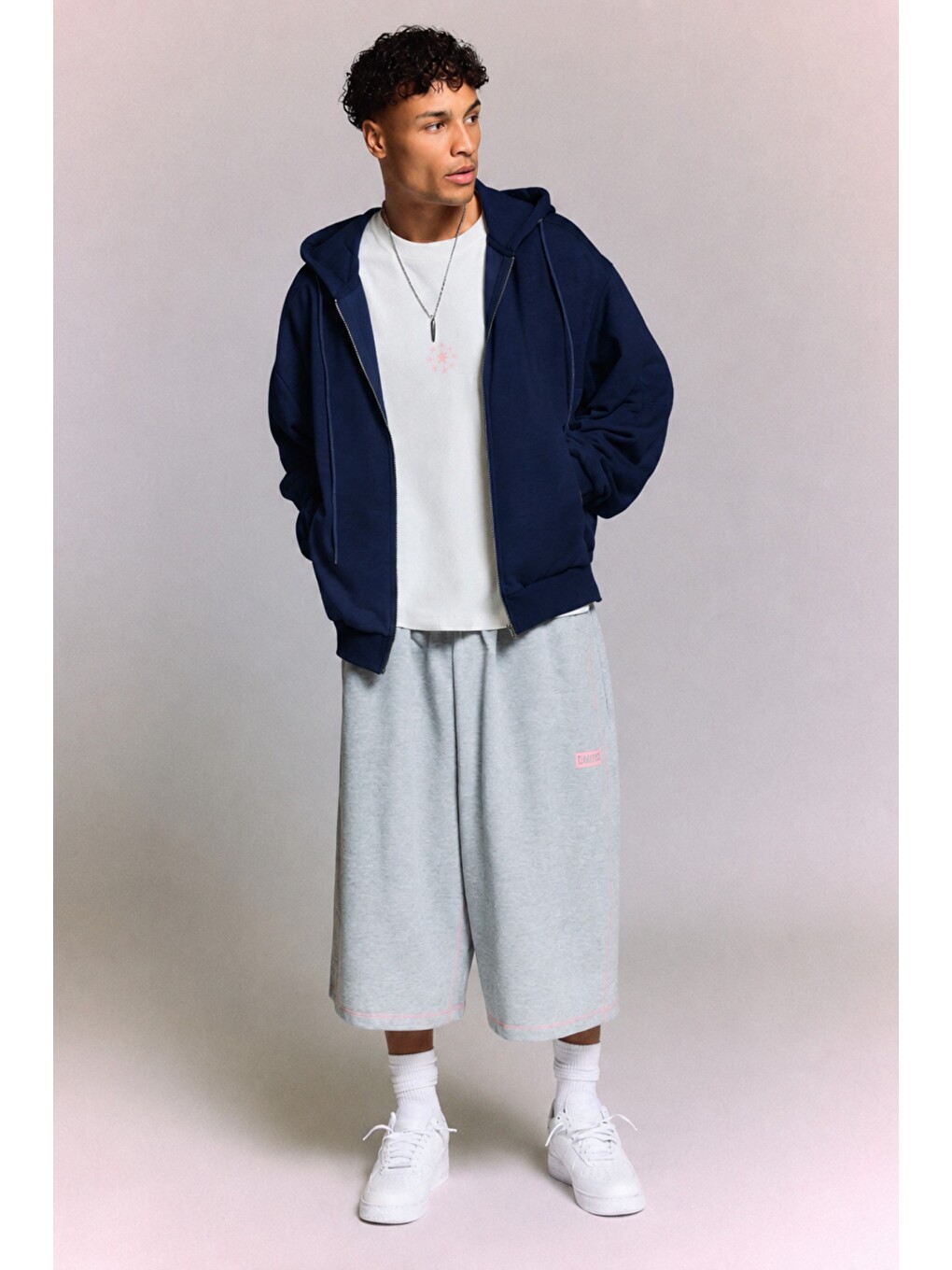 Lacivert Erkek 3 İplik Şardonlu Regular Fermuarlı Kapüşonlu Sweatshirt – Kalın Kışlık Hoodie-1