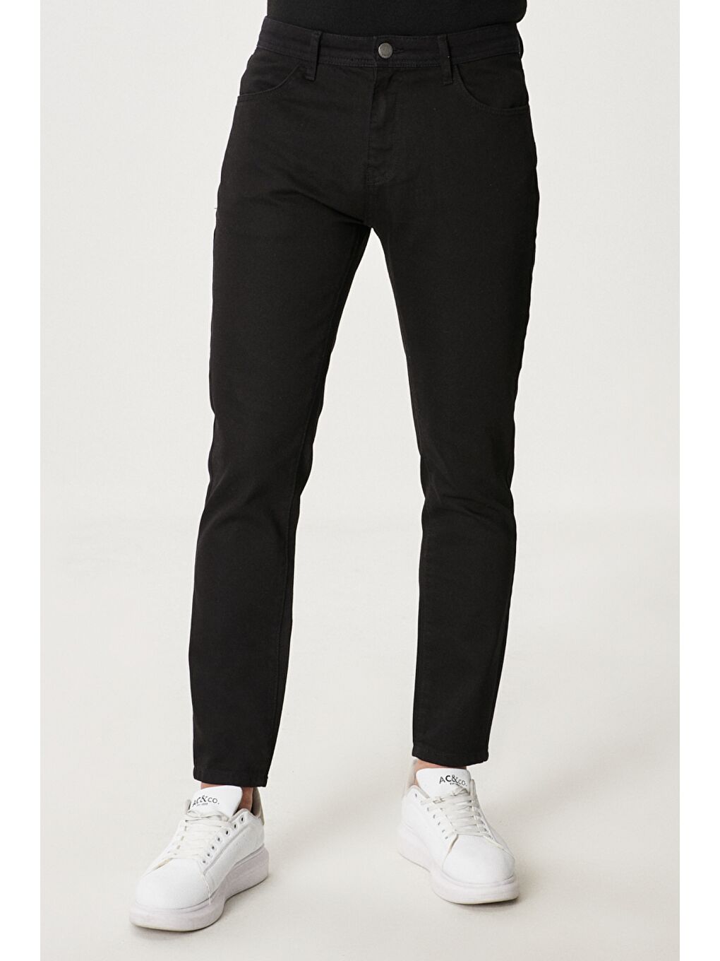 Erkek Siyah Trend Slim Fit Dar Kesim 5 Cepli Esnek Denim Jean Pantolon