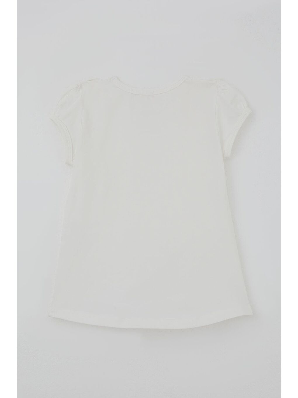 Kız Çocuk Tişört Çiçek Güpür Nakış Detaylı Ekru (3-8 Yaş)-1