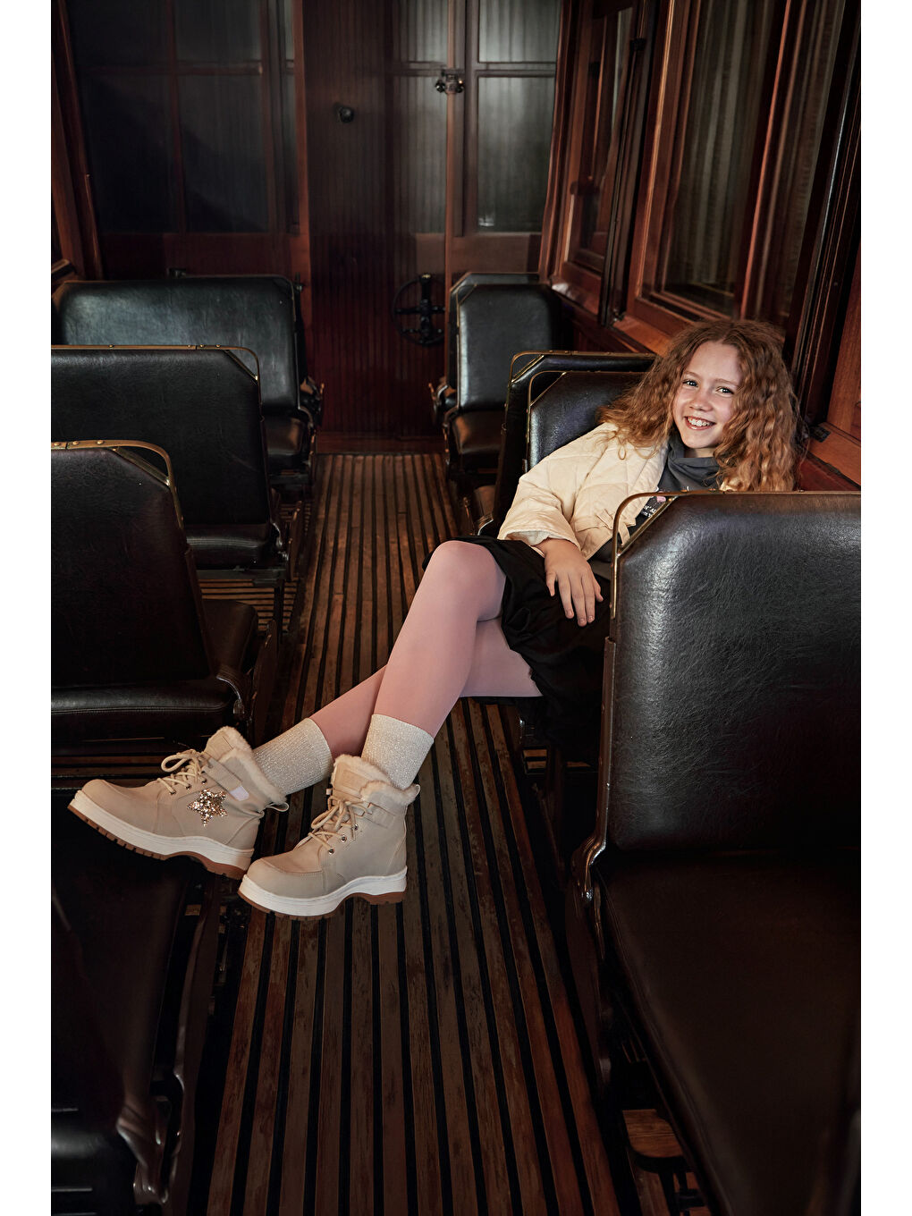 Punto Kürklü Kız Çocuk Bej Bot-2