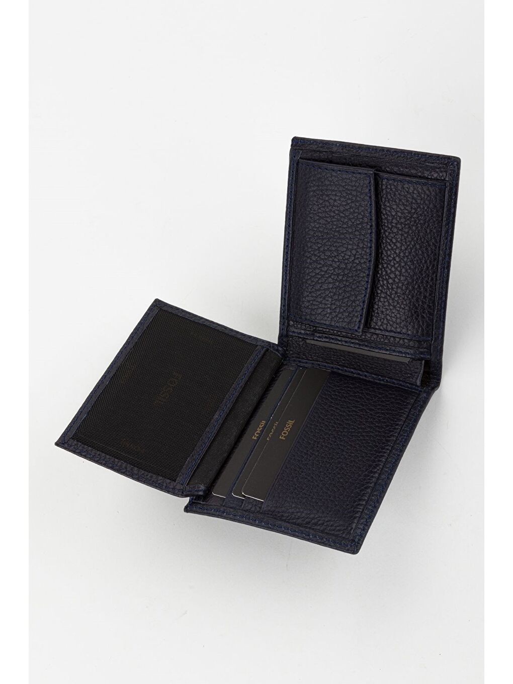 Lacivert Kutulu Hakiki Deri Yatay Kahverengi Küçük Boy Erkek El Portföyü Cüzdan-4