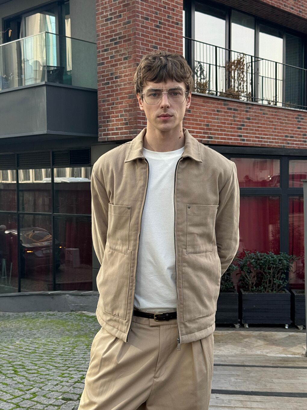 Bej Erkek Pamuklu Mont Ceket Vizon-3