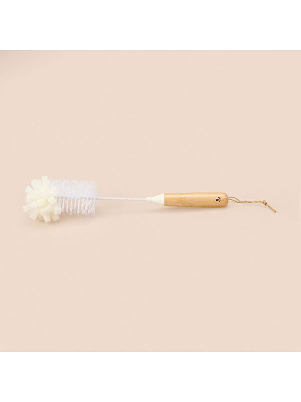 Karışık Bambu Saplı Matara Fırçası - Beyaz - 31,5 cm-2