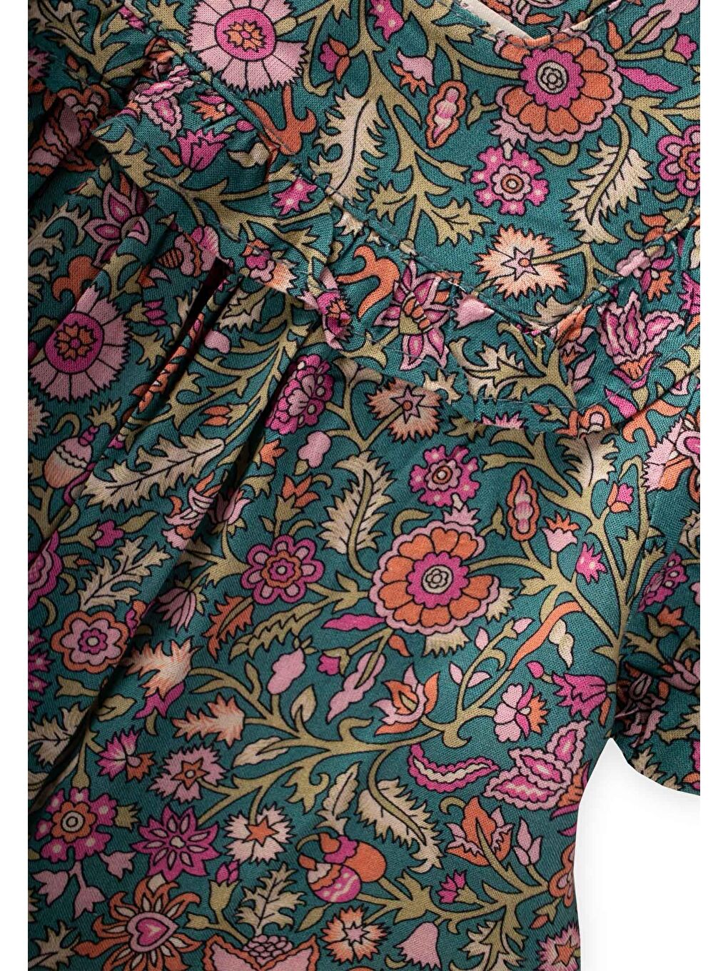 Yeşil Kız Çocuk Desenli Elbise-2