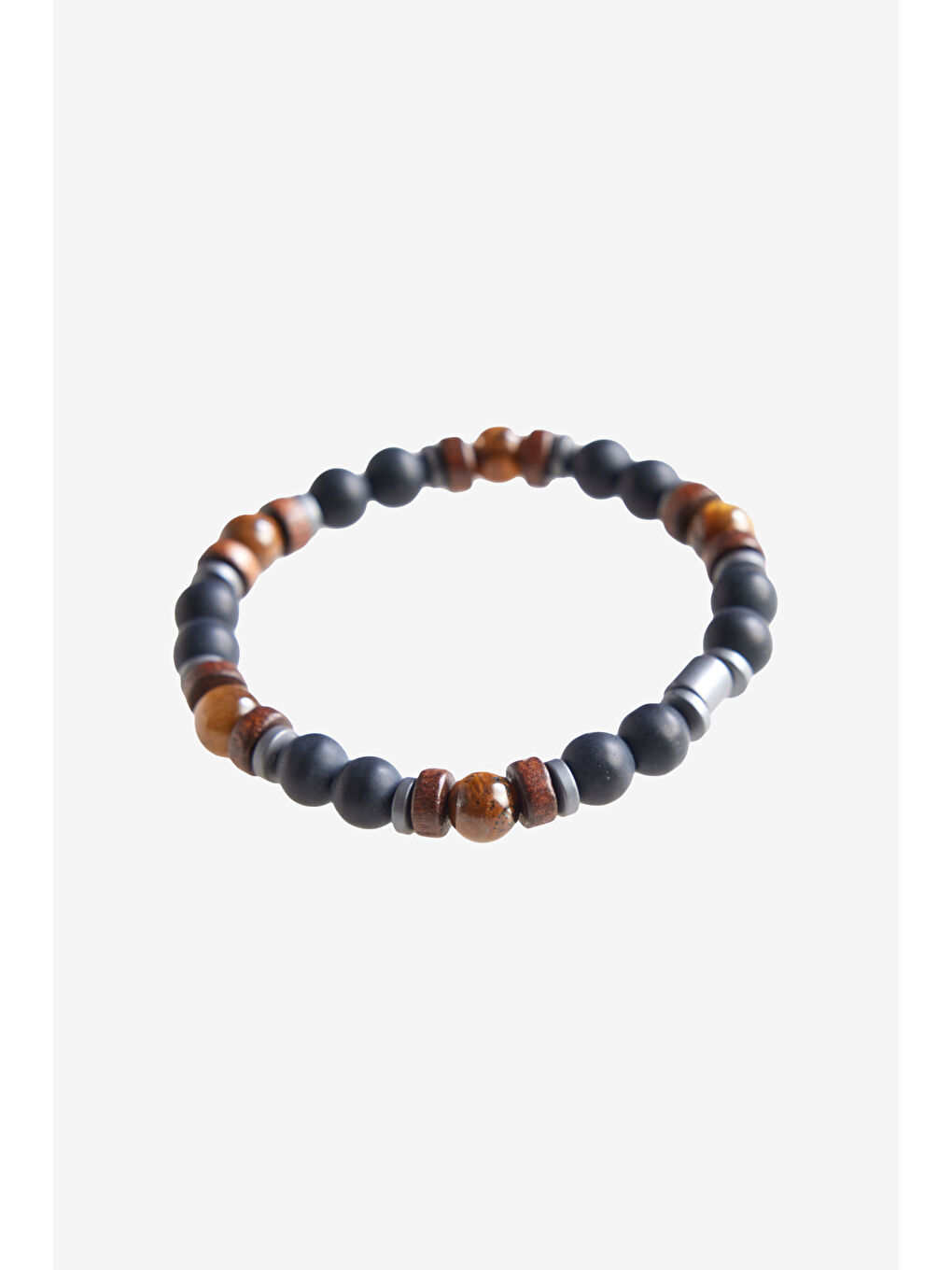 Erkek Siyah-Kahverengi %100 Cam Boncuk Bileklik