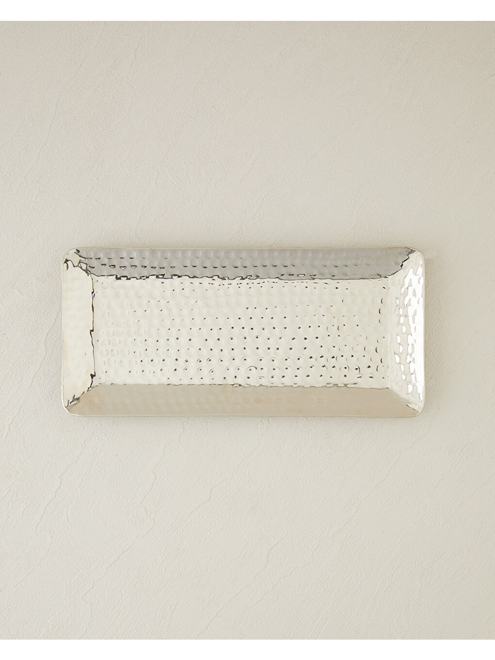 Gri Liza Metal Dekoratif Tepsi 30.5 x 14 x 2.5 cm Silver-1