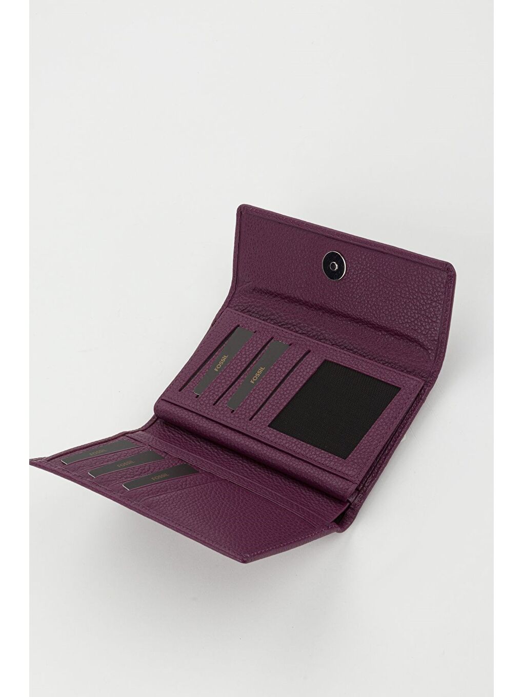 Mürdüm Kutulu Hakiki Deri Mavi Orta Boy Çok Gözlü Kadın El Portföyü Kartlık Cüzdan-3