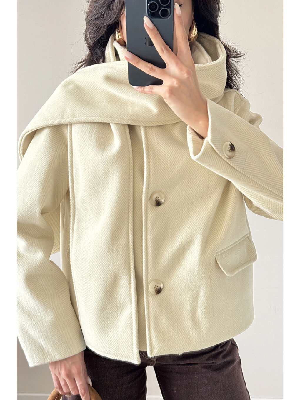 Kadın Bej Şallı Kaşe 0999-188509-1