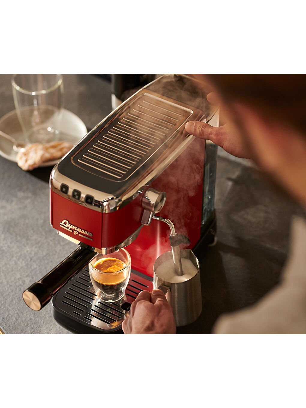 Lapressa Manuel Espresso Makinesi, Kırmızı-2