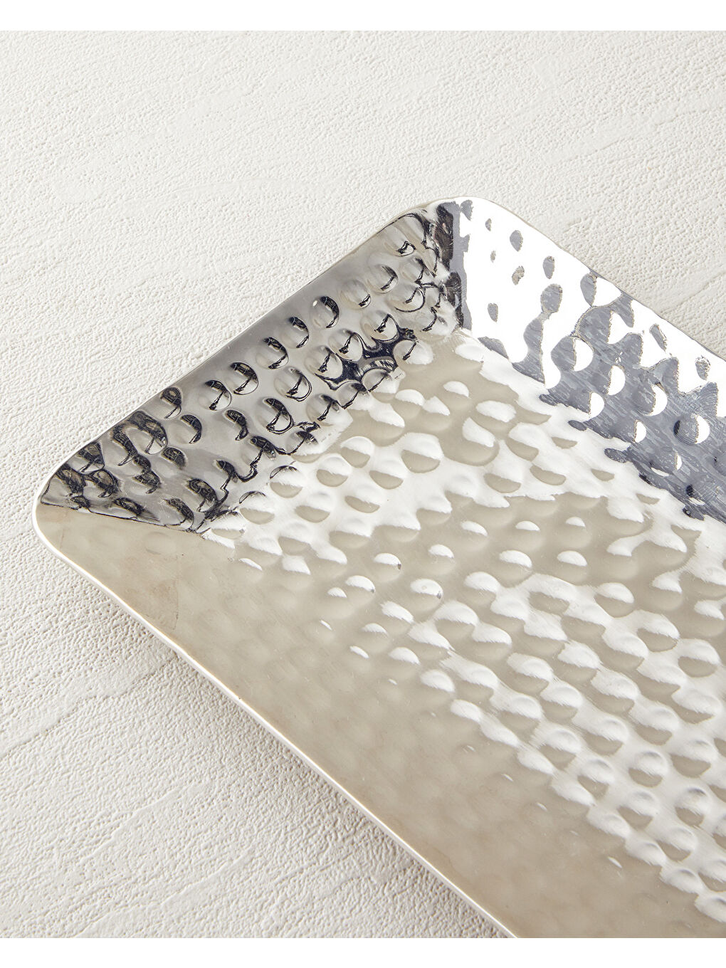 Gri Liza Metal Dekoratif Tepsi 30.5 x 14 x 2.5 cm Silver-2