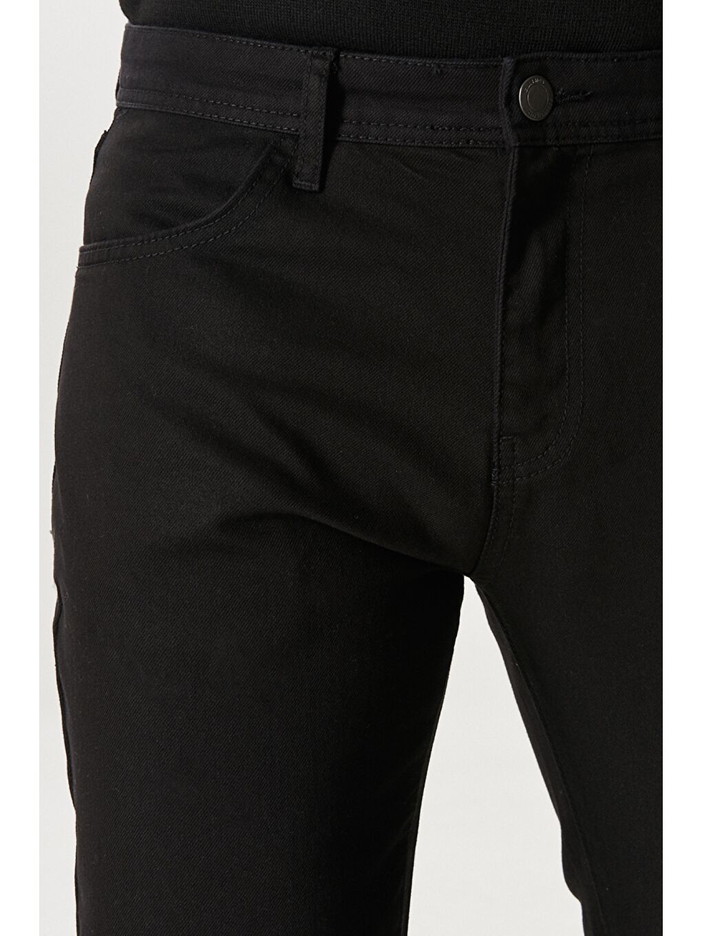 Erkek Siyah Trend Slim Fit Dar Kesim 5 Cepli Esnek Denim Jean Pantolon-1