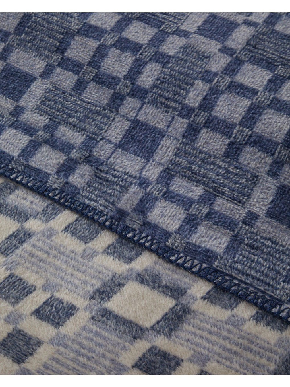 Echo Plaid Pamuklu Çift Kişilik Battaniye 200x220 cm Mavi-2
