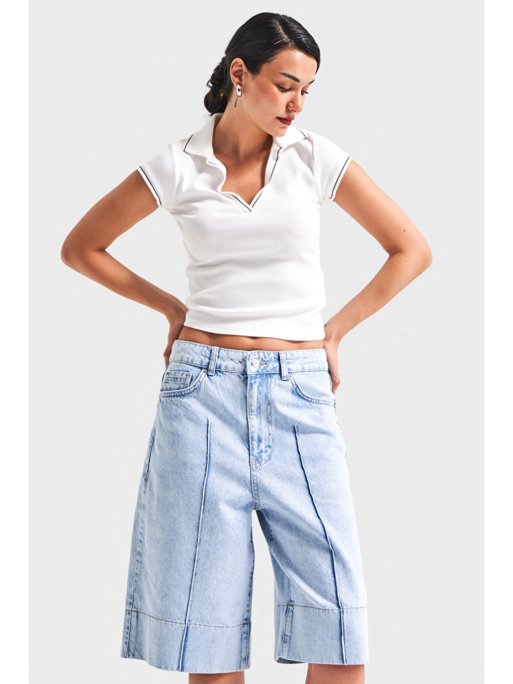 Mavi Kadın Snow Jean Rengi 3S5 3 Maxi Boy Baggy  100 Pamuk Denim Şortolon