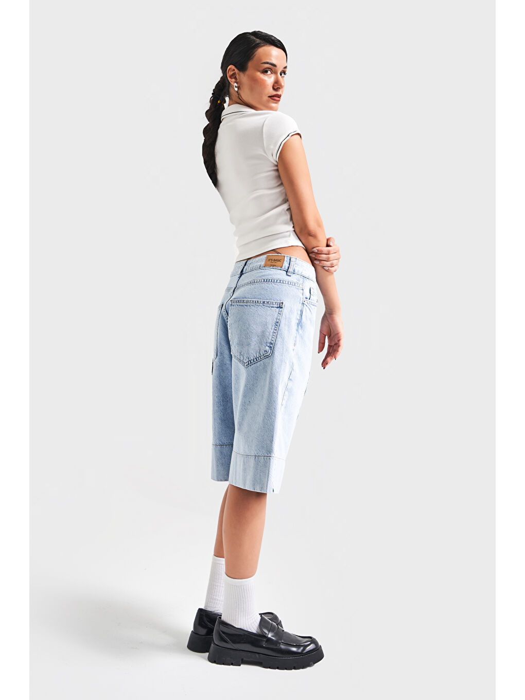 Mavi Kadın Snow Jean Rengi 3S5 3 Maxi Boy Baggy  100 Pamuk Denim Şortolon-1