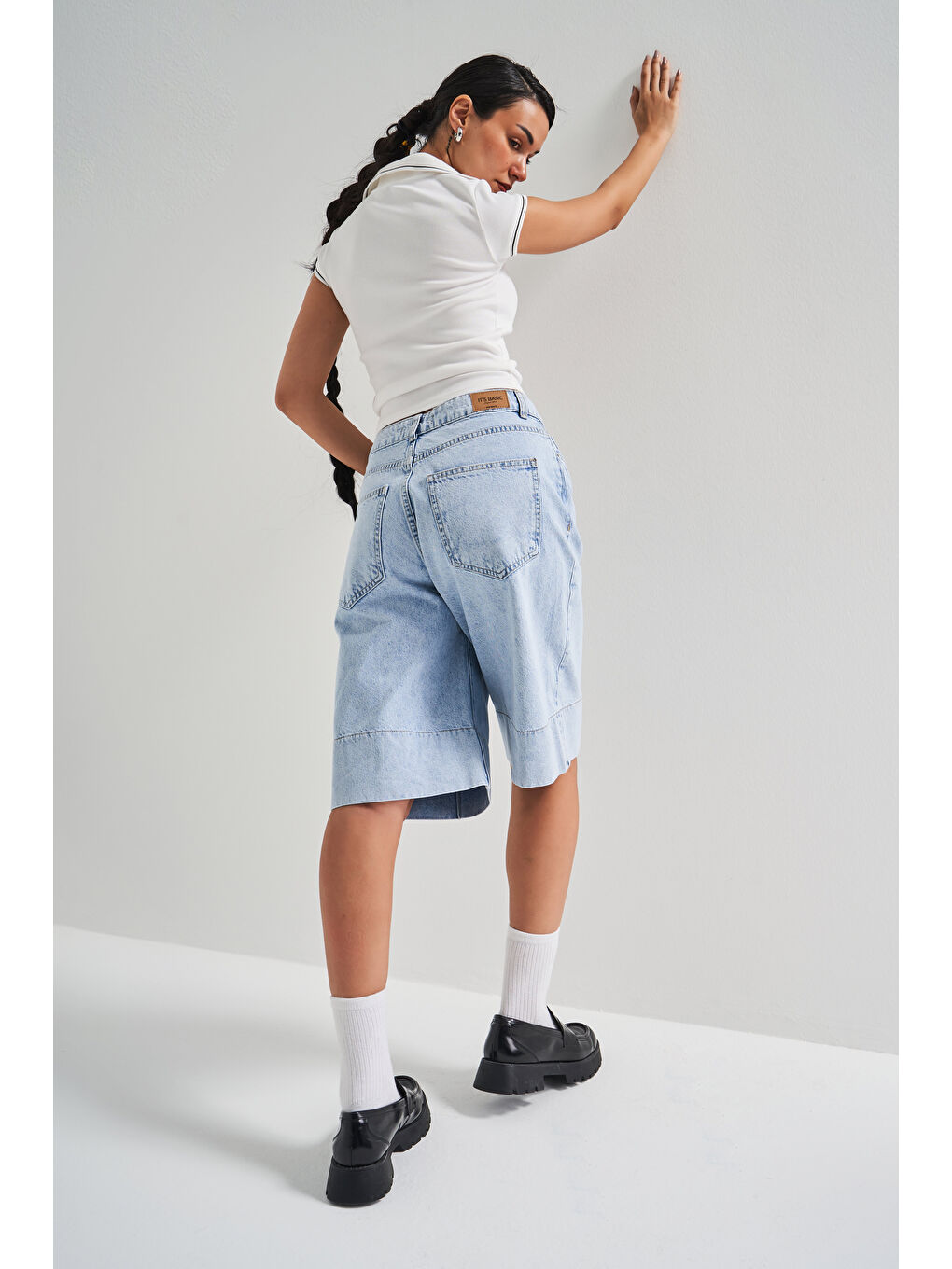 Mavi Kadın Snow Jean Rengi 3S5 3 Maxi Boy Baggy  100 Pamuk Denim Şortolon-2