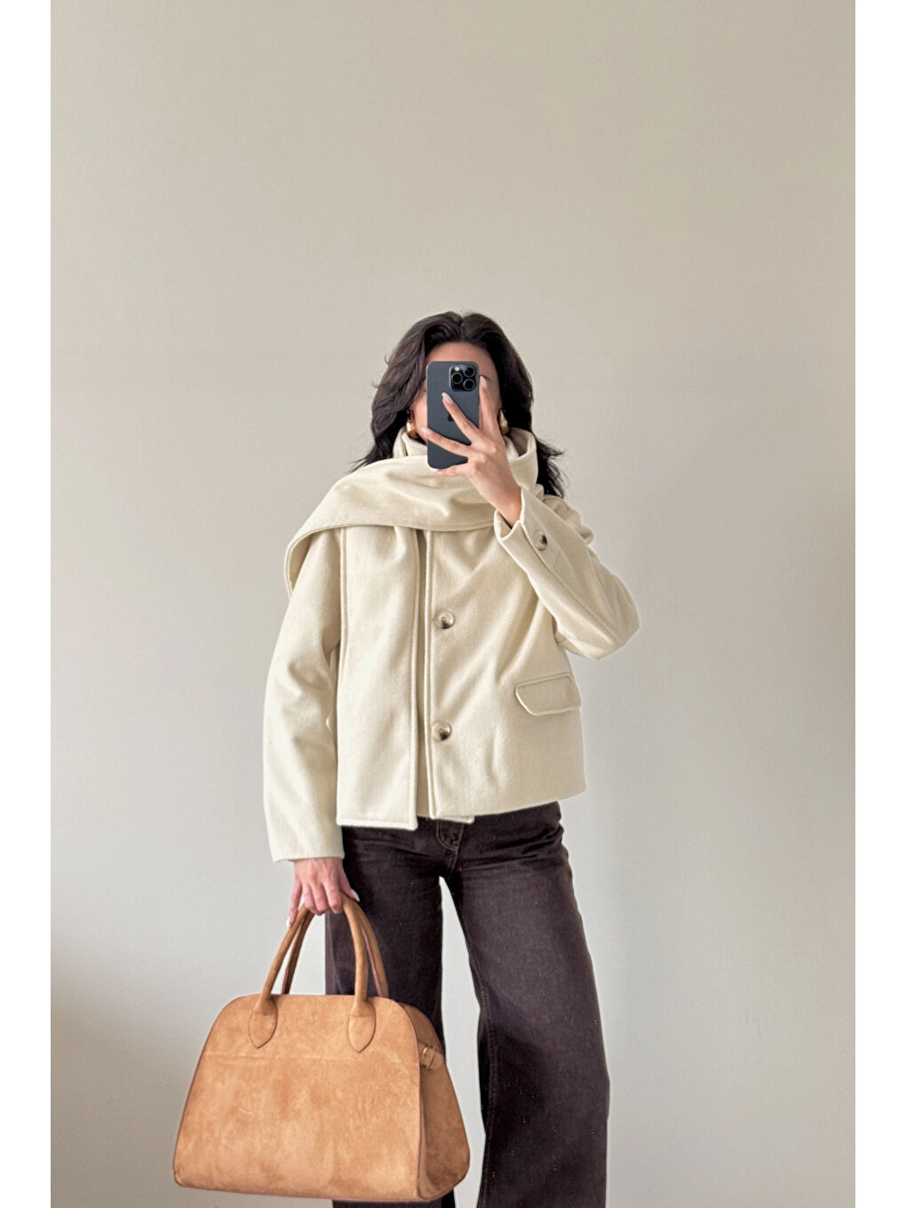 Kadın Bej Şallı Kaşe 0999-188509-4