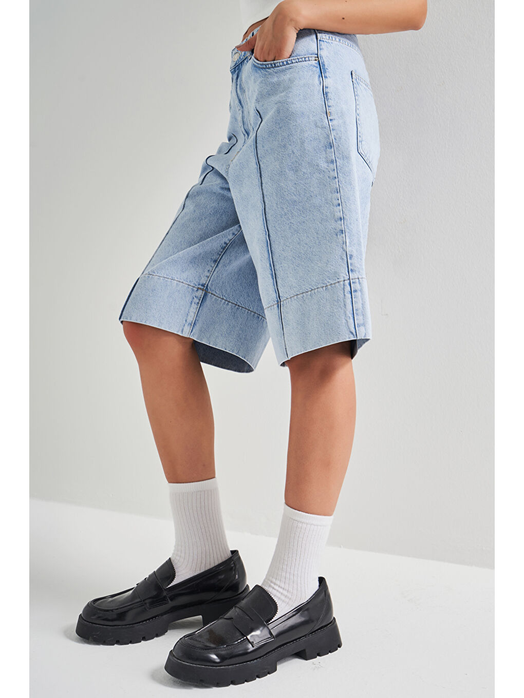 Mavi Kadın Snow Jean Rengi 3S5 3 Maxi Boy Baggy  100 Pamuk Denim Şortolon-3