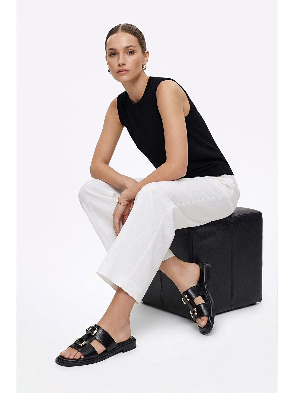 Siyah Kadın SİYAH Tokalı Günlük Terlik-2