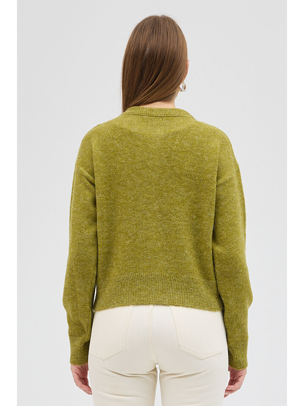 Montro - Düğme Detaylı Yumuşak Dokulu Triko Hırka - Yeşil Renk-4