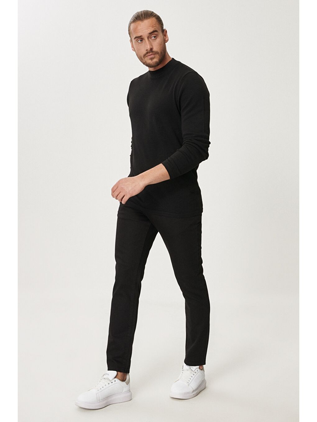 Erkek Siyah Trend Slim Fit Dar Kesim 5 Cepli Esnek Denim Jean Pantolon-3