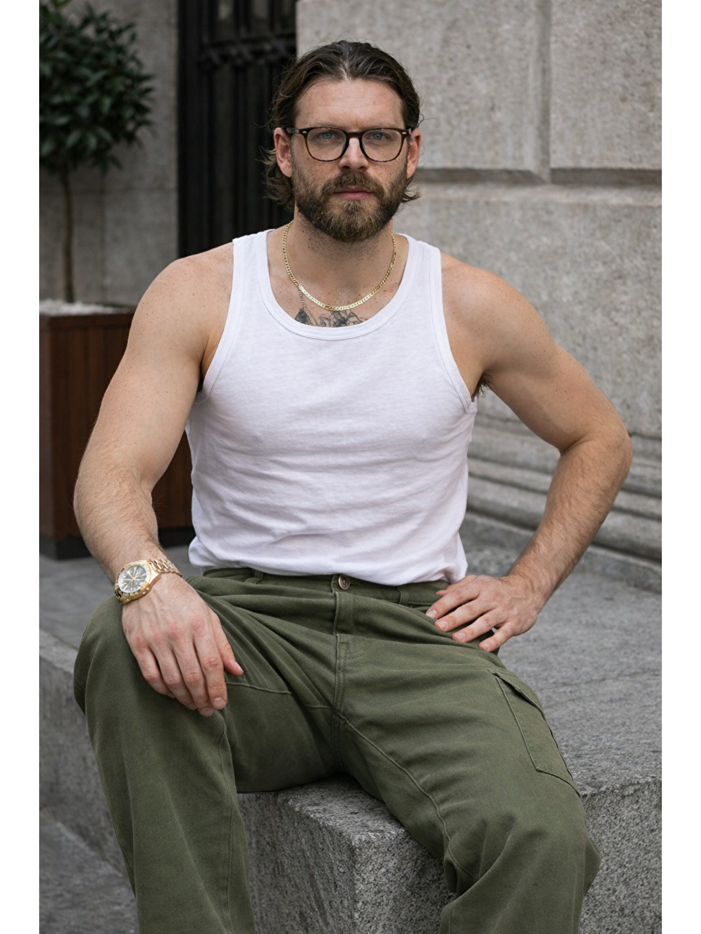 Erkek Günlük Kargo Cep Haki Baggy Pantolon-4