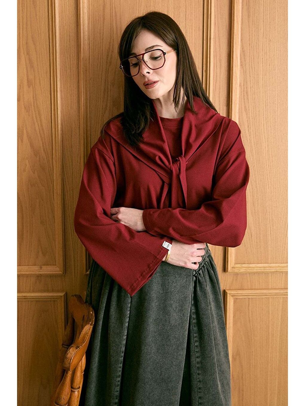 Bordo Fularlı Body-1