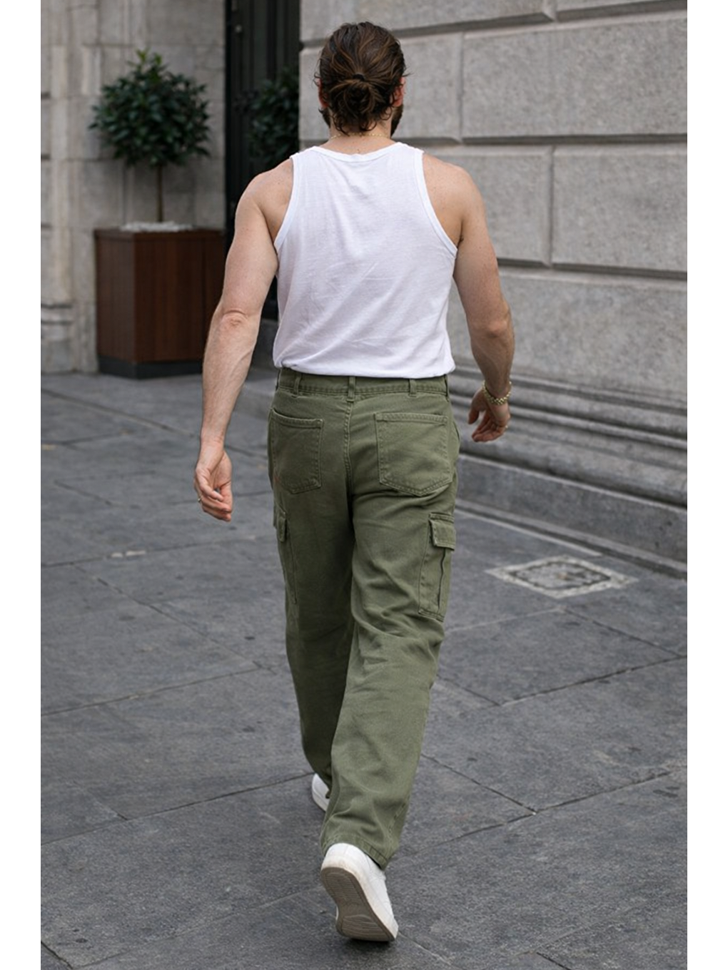 Erkek Günlük Kargo Cep Haki Baggy Pantolon-5