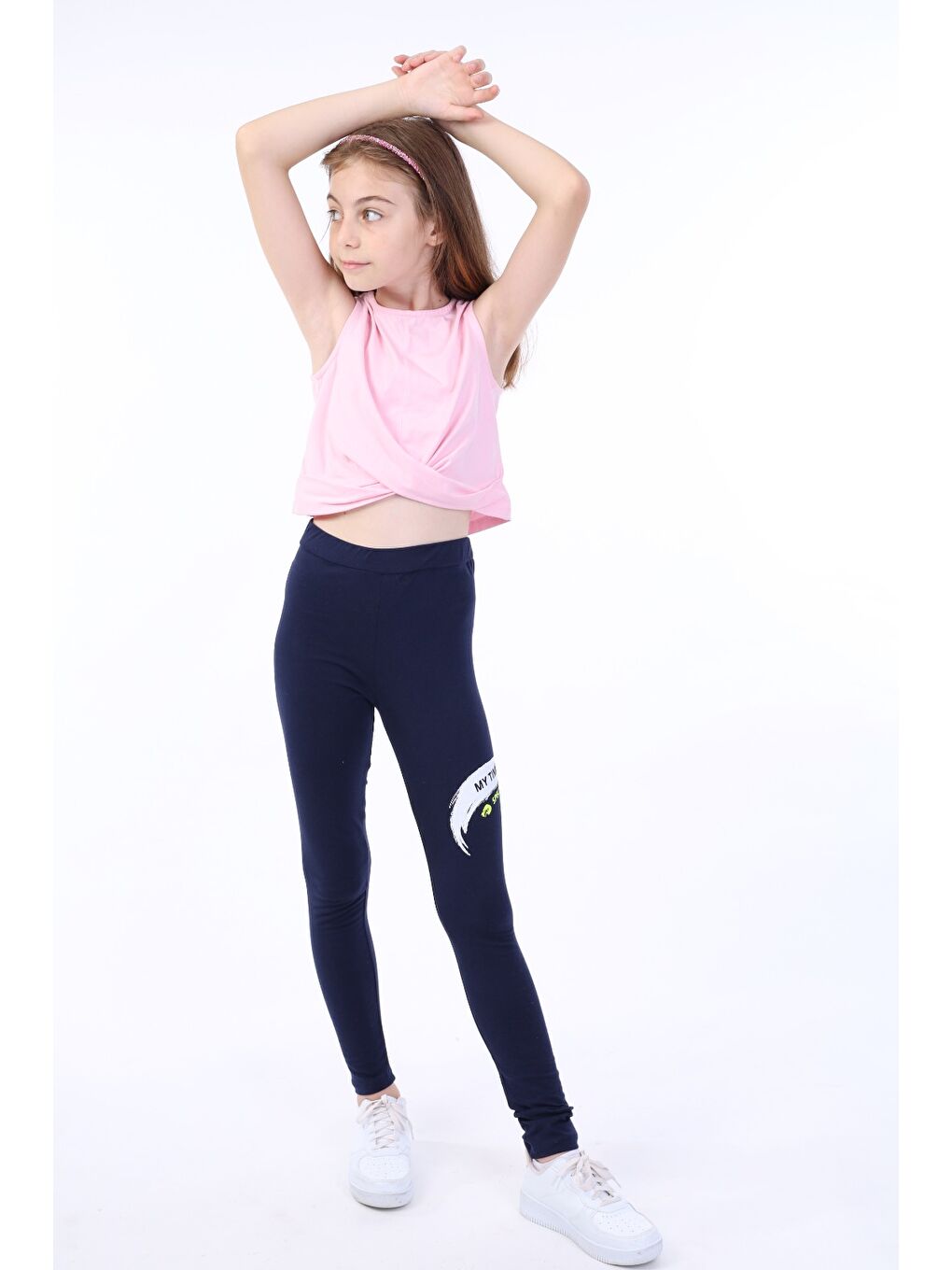 Lacivert Kız Çocuk Baskılı Tayt