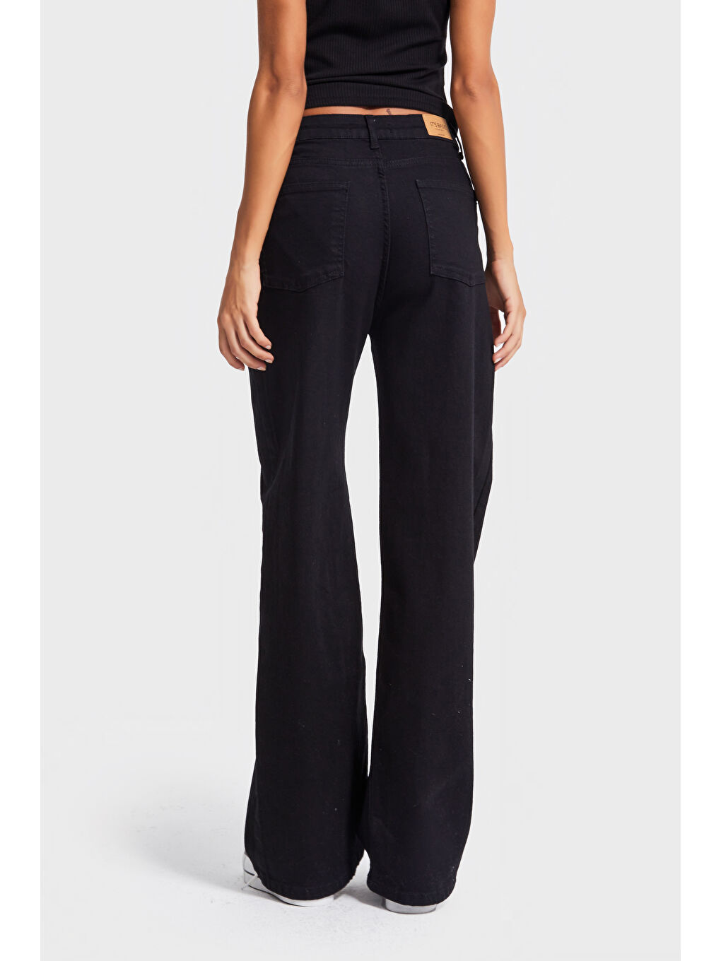 Kadın Siyah Renk 1w5-1 Esnek Elastanlı Kumaş Wide Leg Fit İç Boy 80cm Denim Jean-2